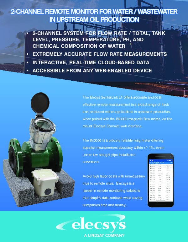 2-Channel Remote Monitor for Water/ Wastewater in Upstream Oil Production 