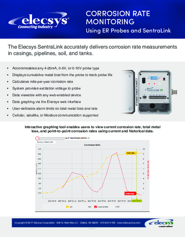 Corrosion Rate Monitoring - Using ER Probes and SentraLink